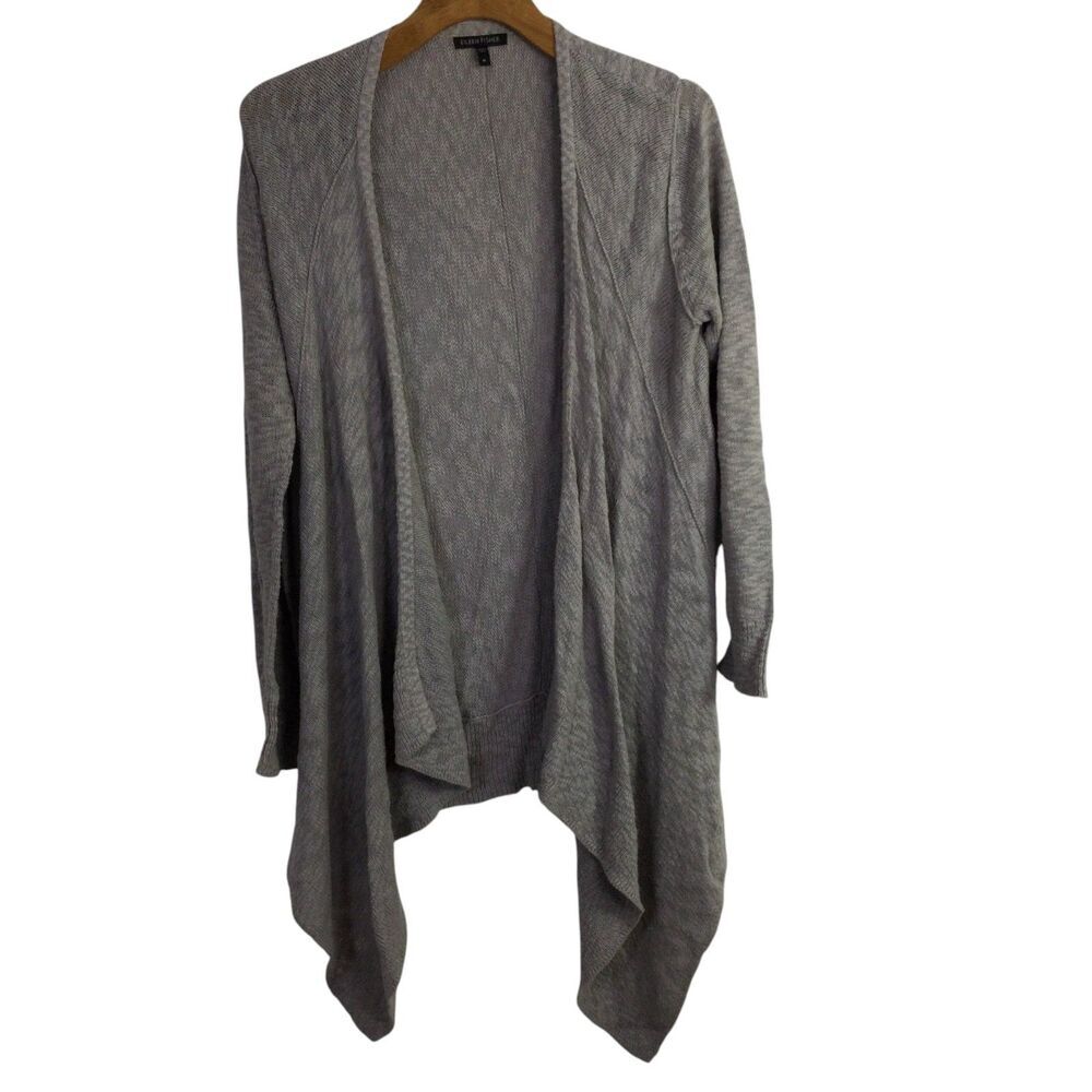 Eileen Fisher Womens Open Front Cardigan Sweater Open Weave Taupe Size M